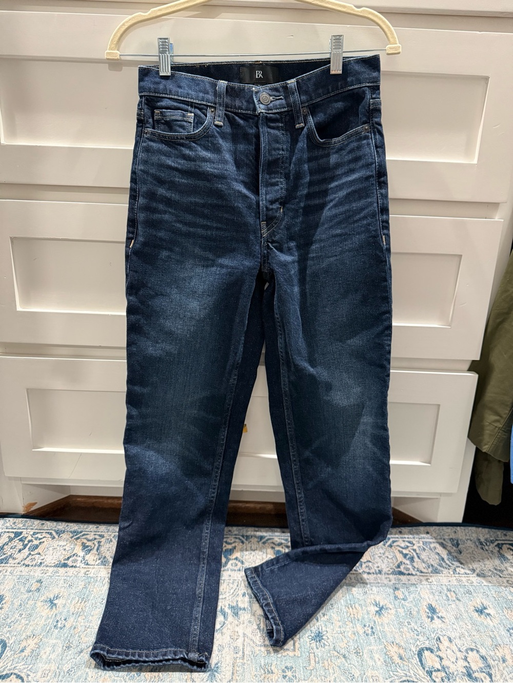 Banana Republic Dark Wash Straight Leg Jeans - Dark Blue Denim